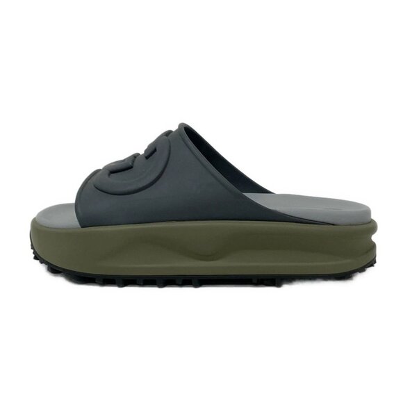 GUCCI  Dark Gray Khaki Rubber Men's Sandals 386-081025 - Picture 1 of 8